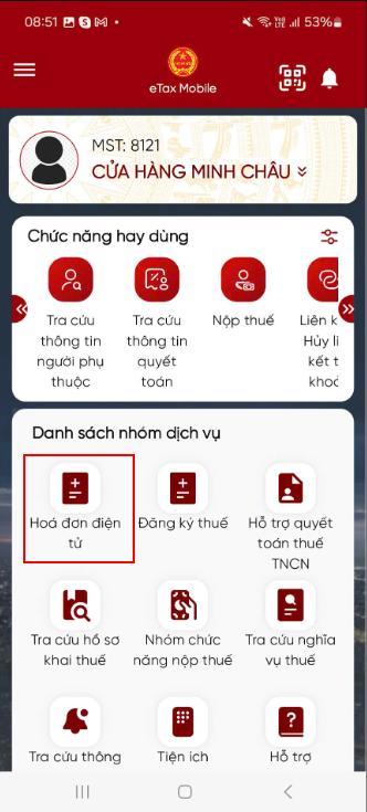 Bước 4: Menu HĐĐT